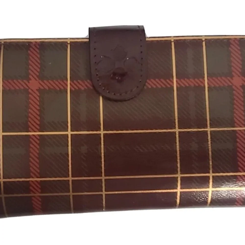 Patricia Nash Linnet Leather Frame Wallet-Autumn Plaid-NWT, Orig-$119.00